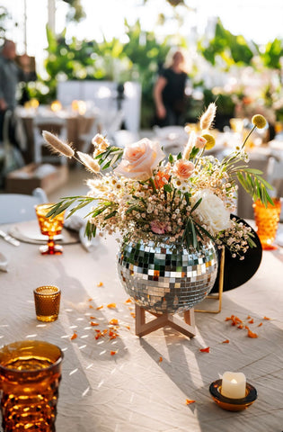 Table decor floral disco ball (HIRE/PURCHASE)