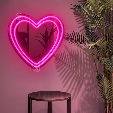 LED Mirror Heart Sign Hire